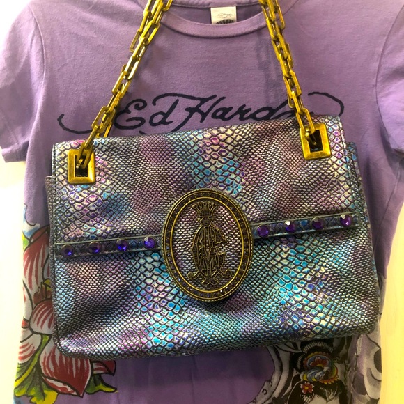 Designer Christian Audigier PVC Snakeskin Purse - Picture 14 of 14